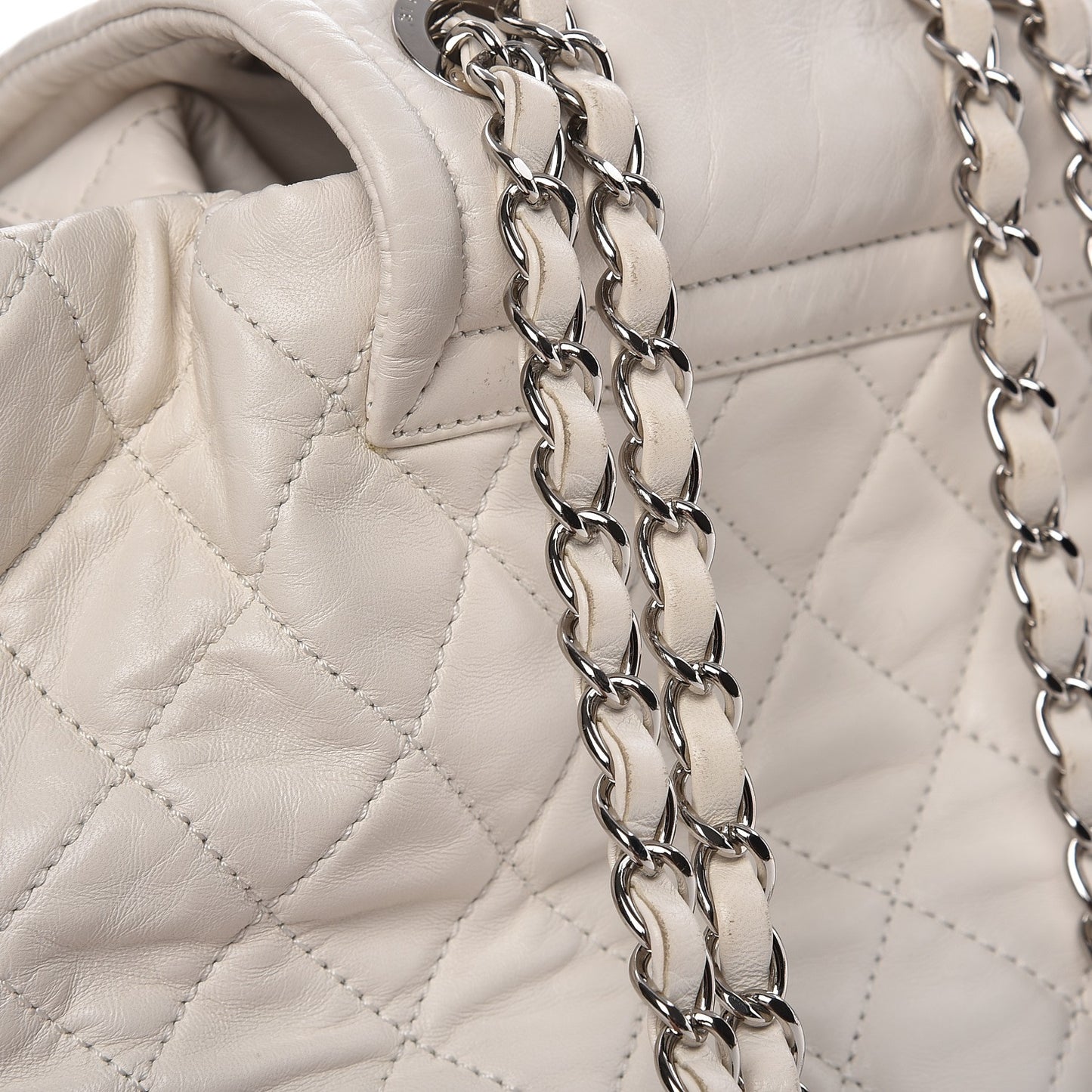 Lambskin Quilted Beijing Backpack Bag White