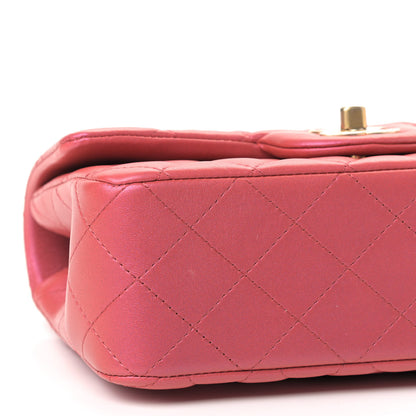 Chanel Iridescent Lambskin Quilted Mini Top Handle Rectangular Flap Red 5 of 8