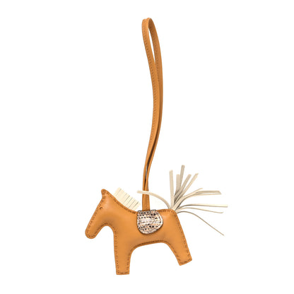 Hermes Milo Lambskin Lizard Touch Grigri Rodeo Horse Bag Charm PM Sesame Craie Desert 1 of 3