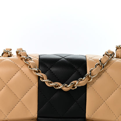 Chanel Lambskin Quilted Mini Rectangular Flap Beige Black 8 of 12