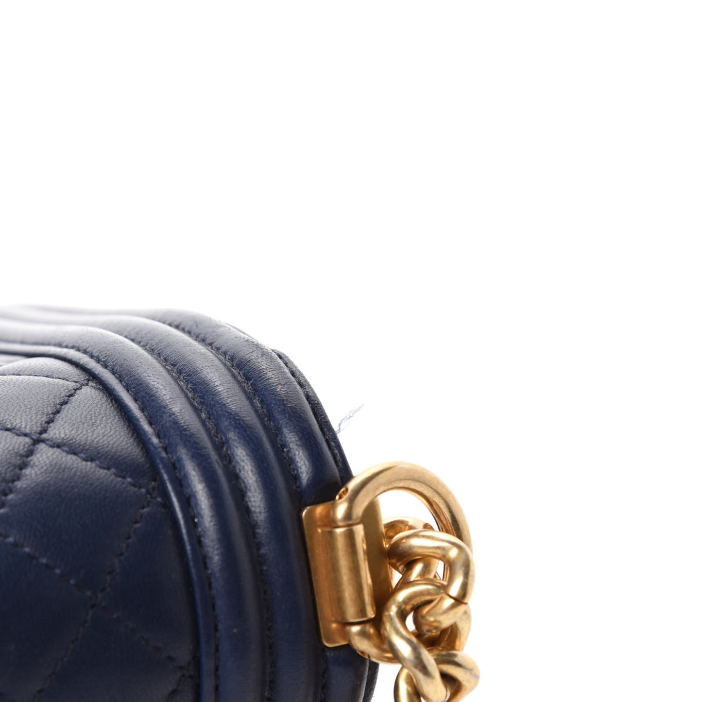 Lambskin Quilted New Medium Boy Flap Navy Blue
