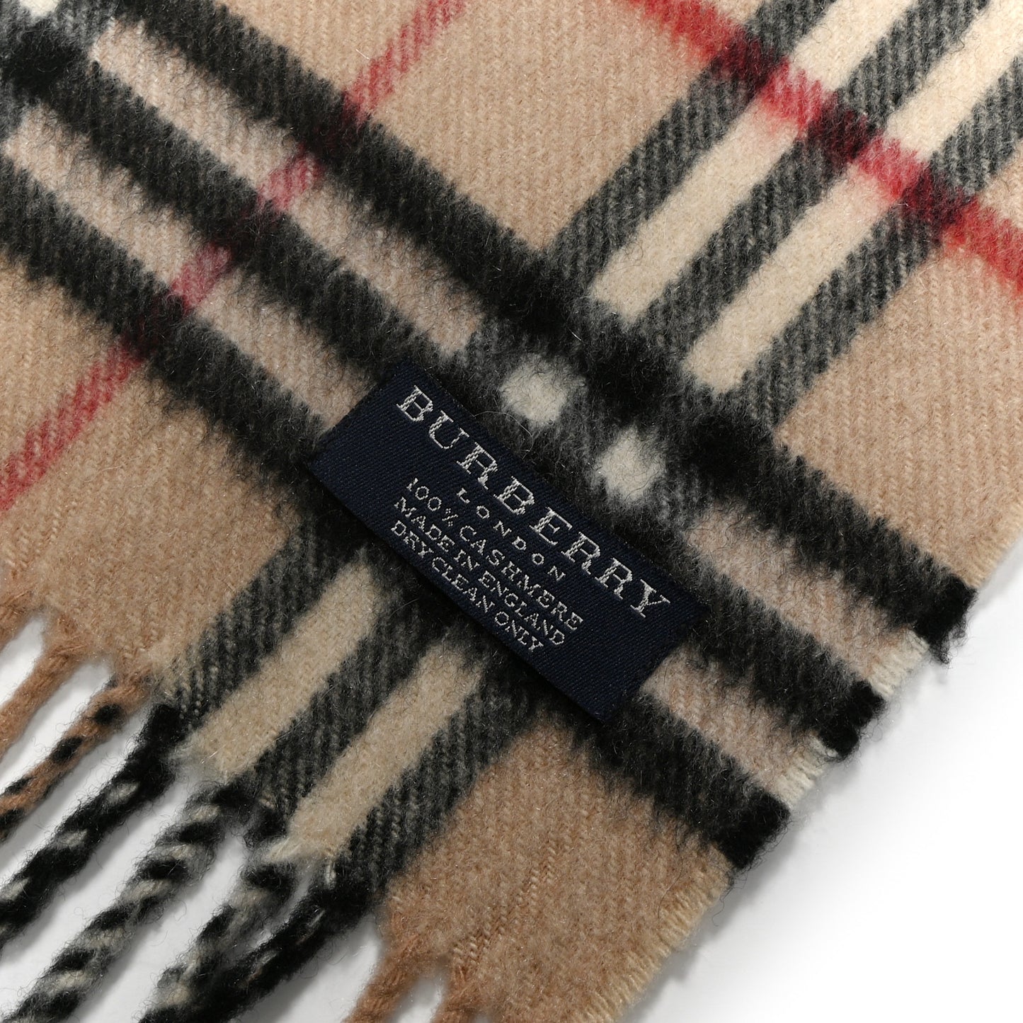 Cashmere Check Fringe Scarf Archive Beige