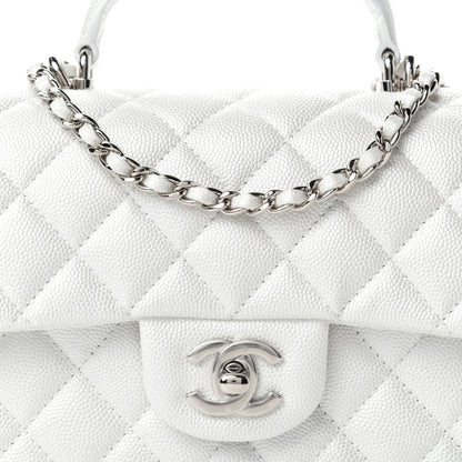 Chanel Iridescent Caviar Quilted Mini Top Handle Rectangular Flap White 10 of 11