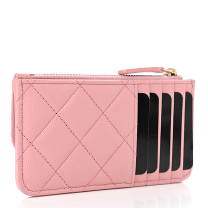 Chanel Caviar Quilted Flap Zip Card Holder Pink 3 of 8
