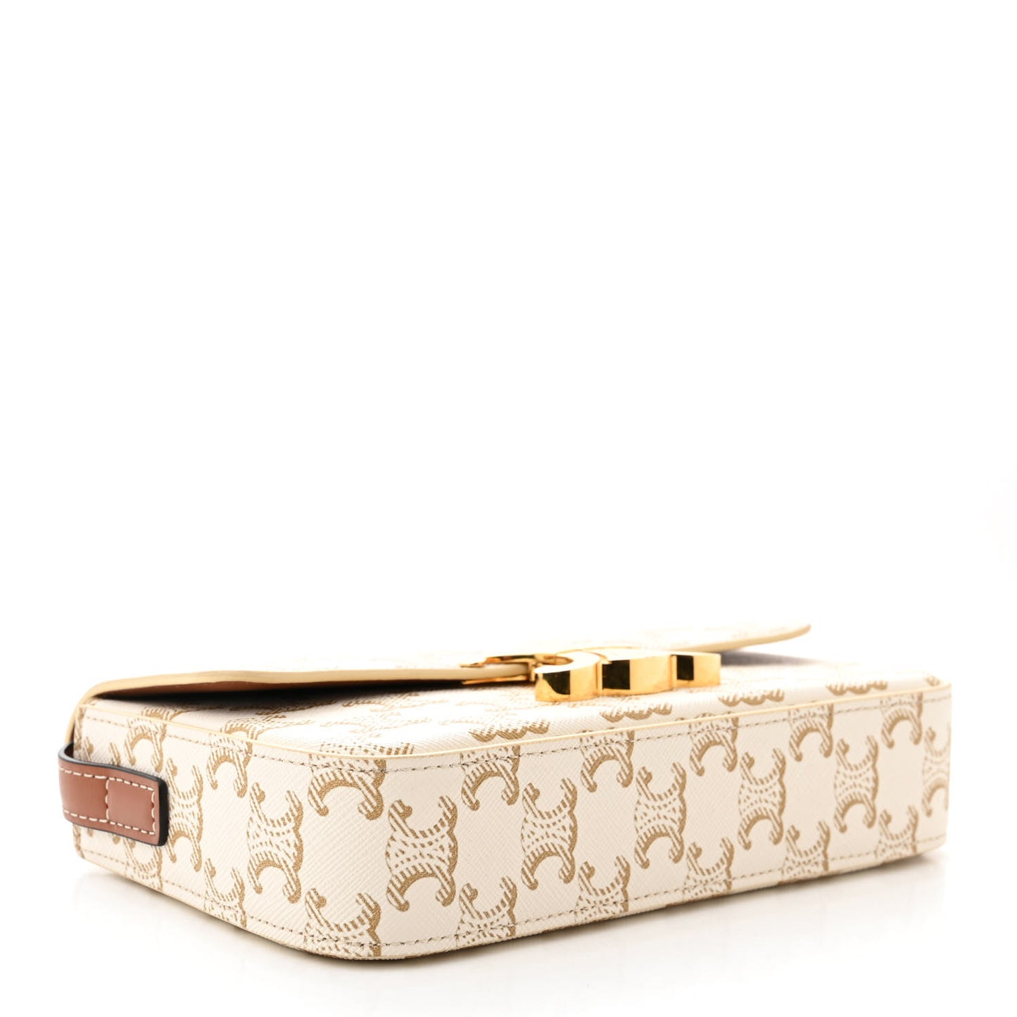 Canvas Calfskin Triomphe Shoulder Bag White