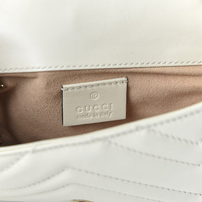 Gucci Calfskin Matelasse Super Mini GG Marmont Shoulder Bag White 8 of 11