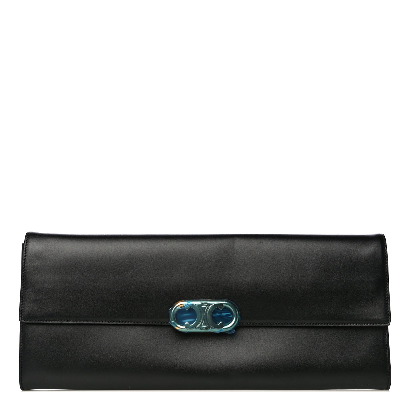 Shiny Calfskin Maillon Triomphe Clutch Black