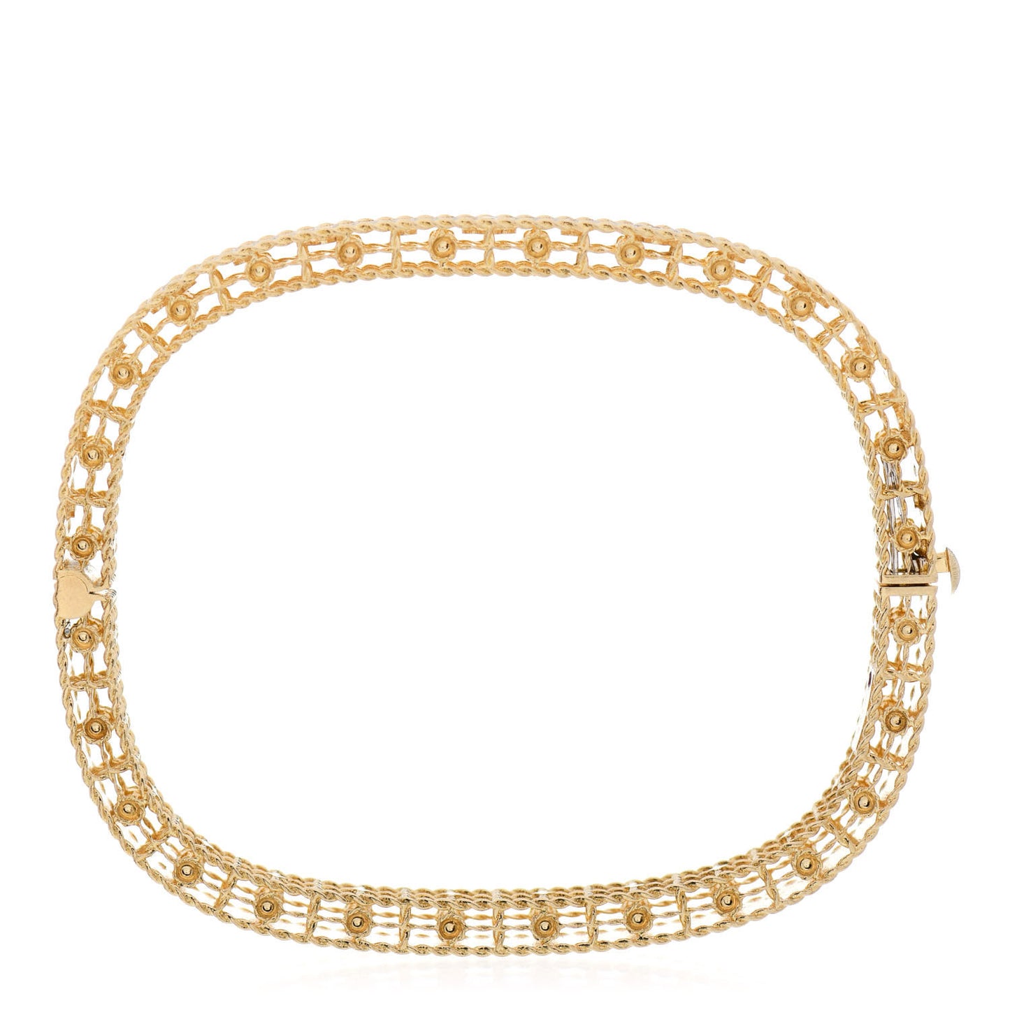 18K Yellow Gold Diamond Princess Satin Fleur De Lis Bangle Bracelet