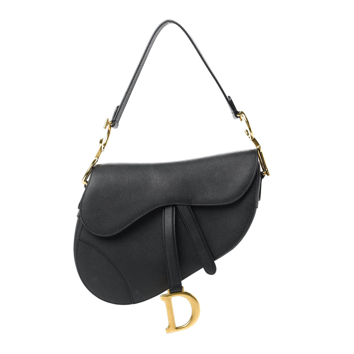 Christian Dior Grained Calfskin Saddle Bag Black 1 of 10