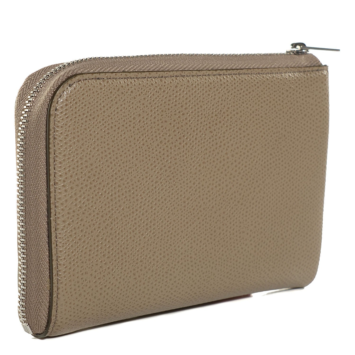 Celine Drummed Calfskin Medium Half Zip Multifunction Wallet Coin Purse Taupe 3 of 10