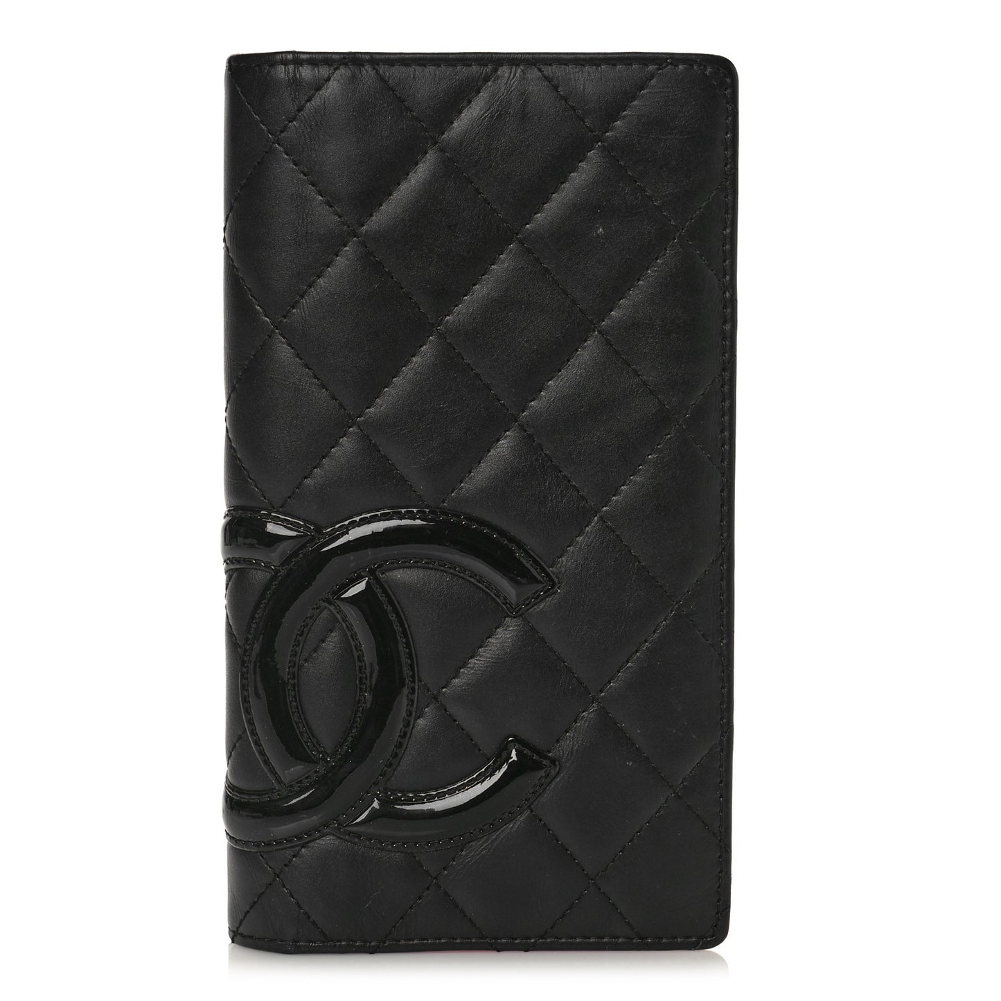 Calfskin Quilted Cambon Yen Wallet Black