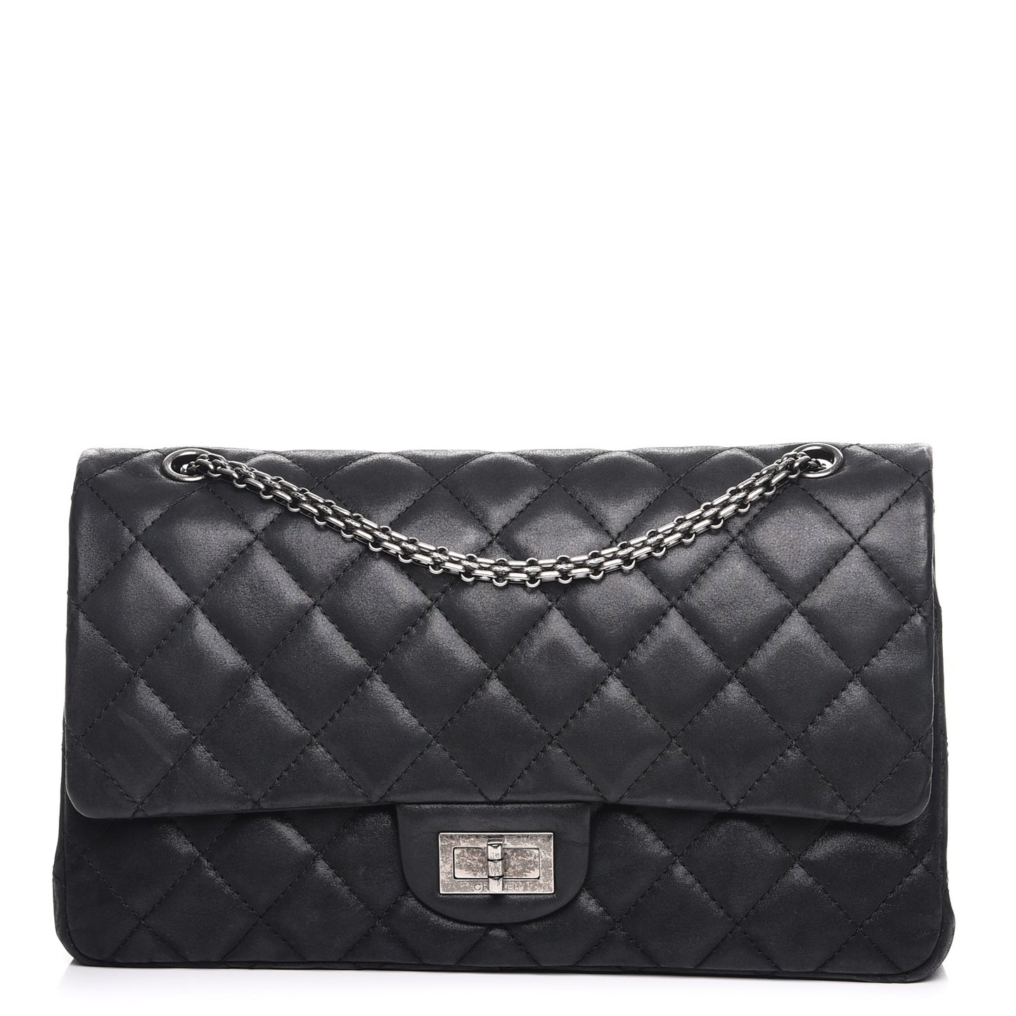 Iridescent Calfskin Quilted 2.55 Reissue 227 Flap Black