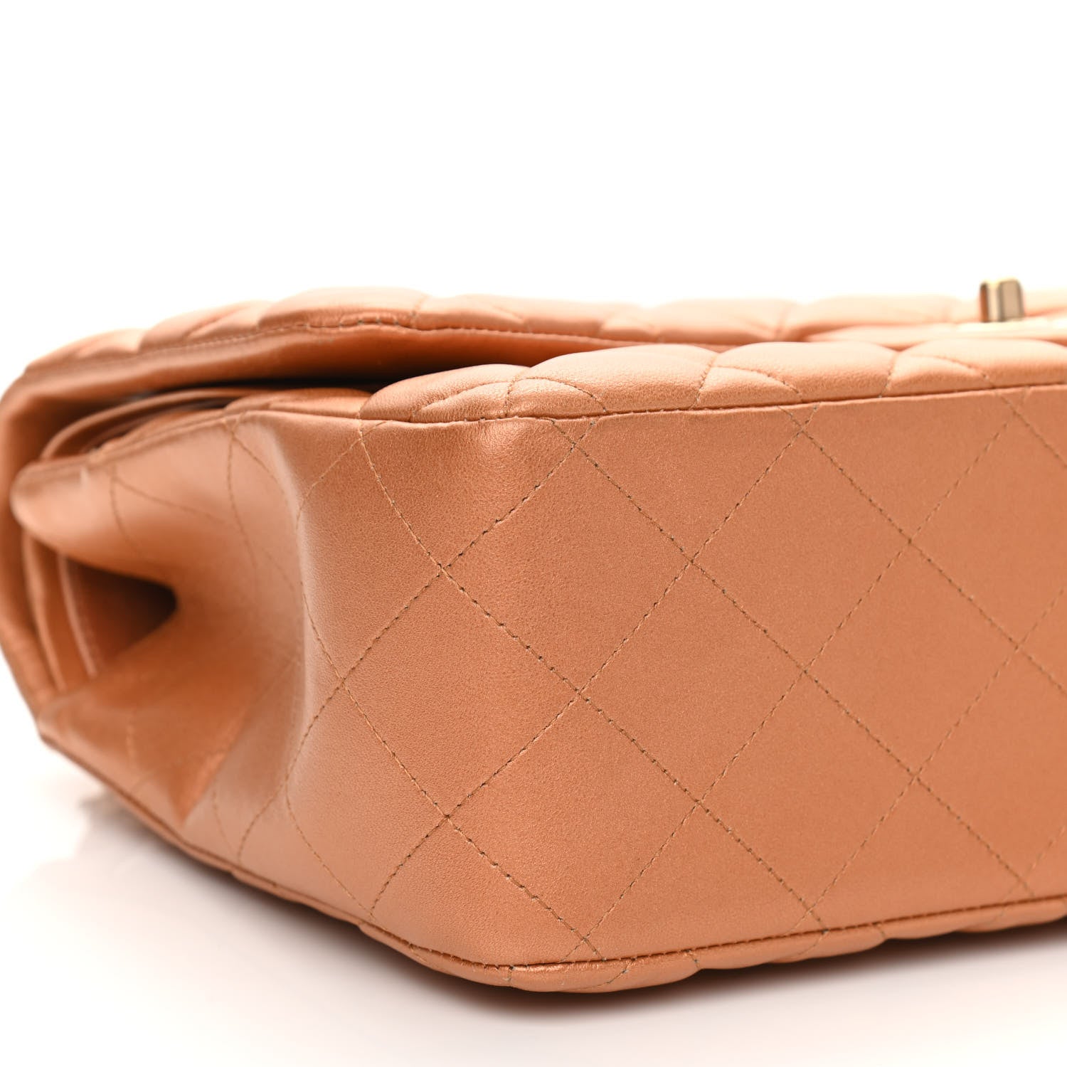 Chanel Metallic Lambskin Quilted Jumbo Double Flap Copper 9 of 15