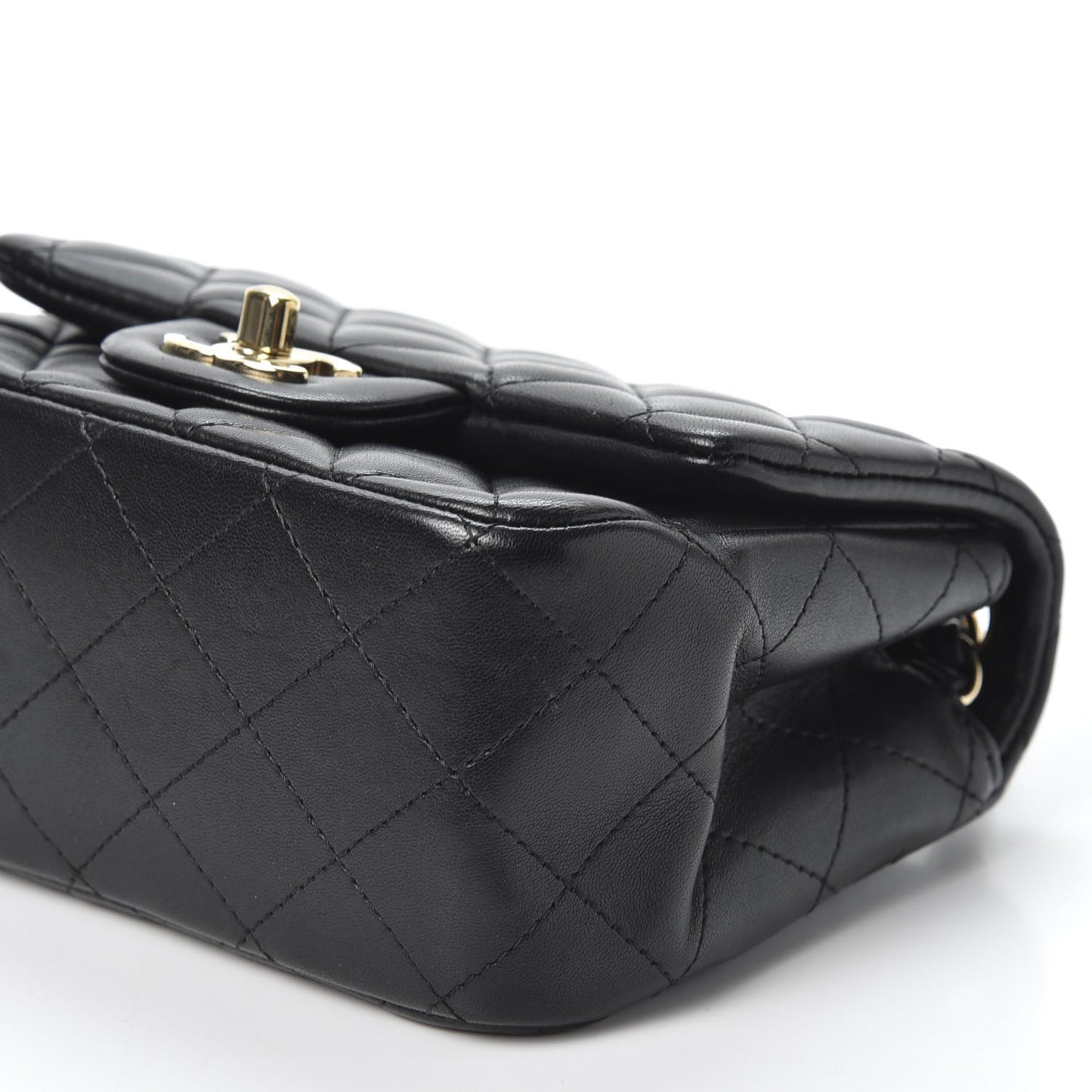 Lambskin Quilted Mini Square Flap Black