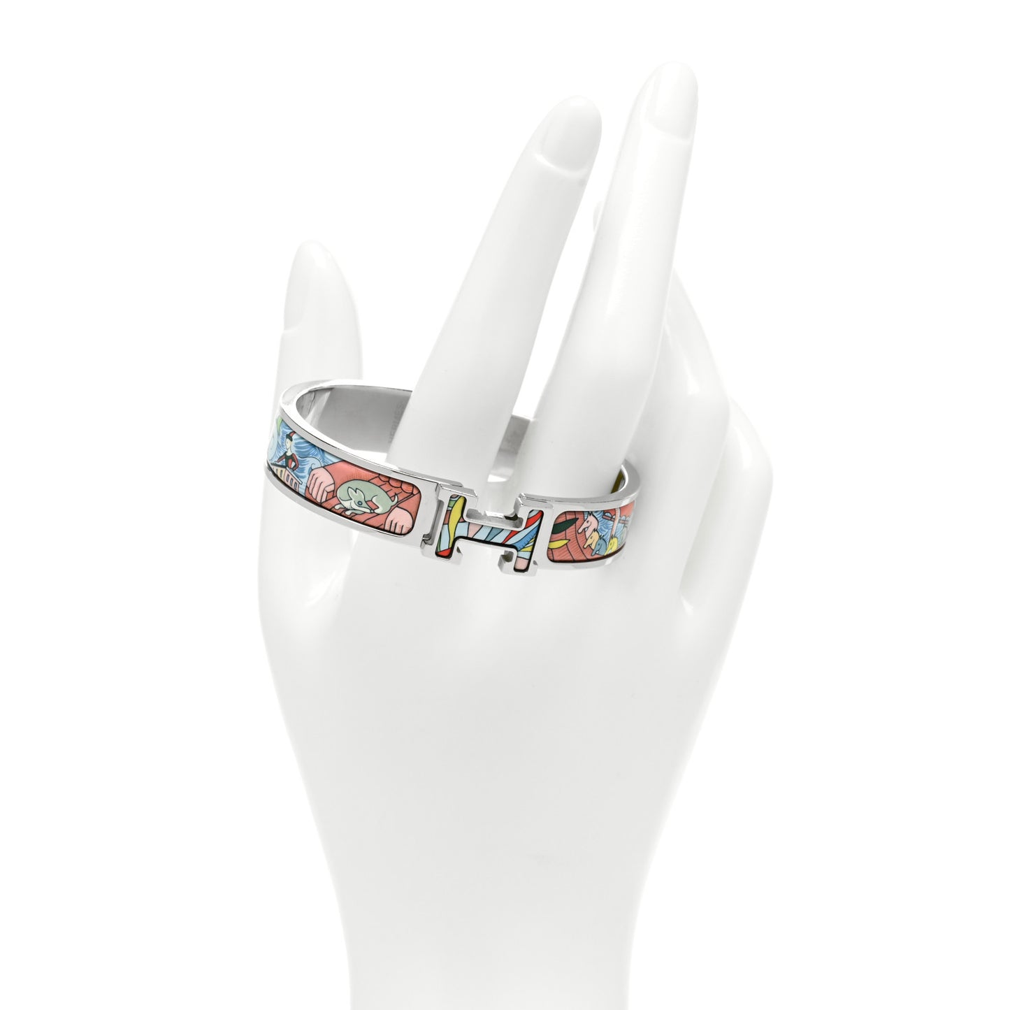 Enamel Narrow Print Cosmographia Universalis Clic Clac H Bracelet PM Album De Soie