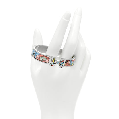 Hermes Enamel Narrow Print Cosmographia Universalis Clic Clac H Bracelet PM Album De Soie 2 of 4