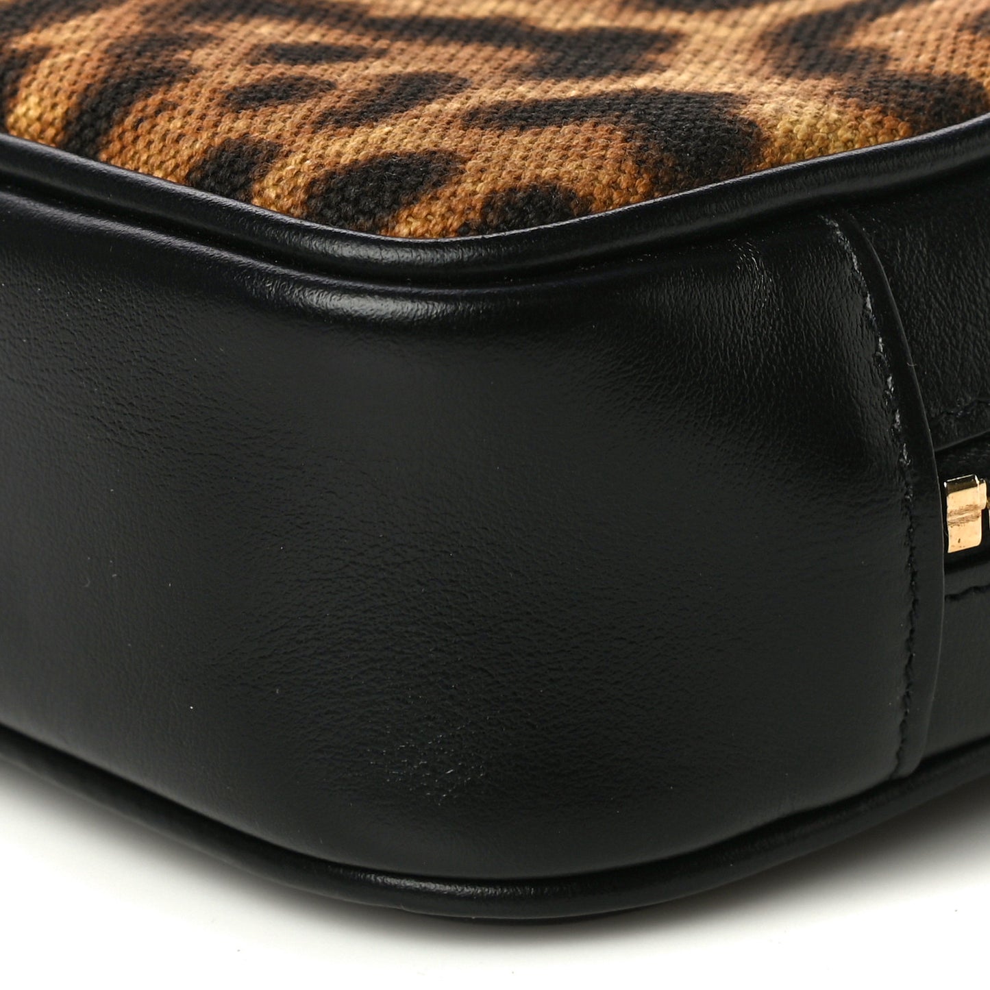 Canvas Calfskin Leopard Print Monogram Mini Lou Camera Bag Brown
