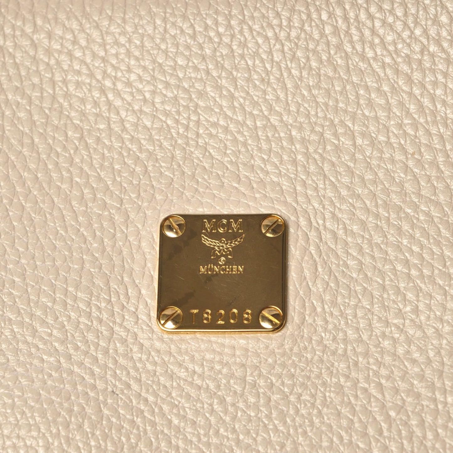 Grained Calfskin Studded Tote White