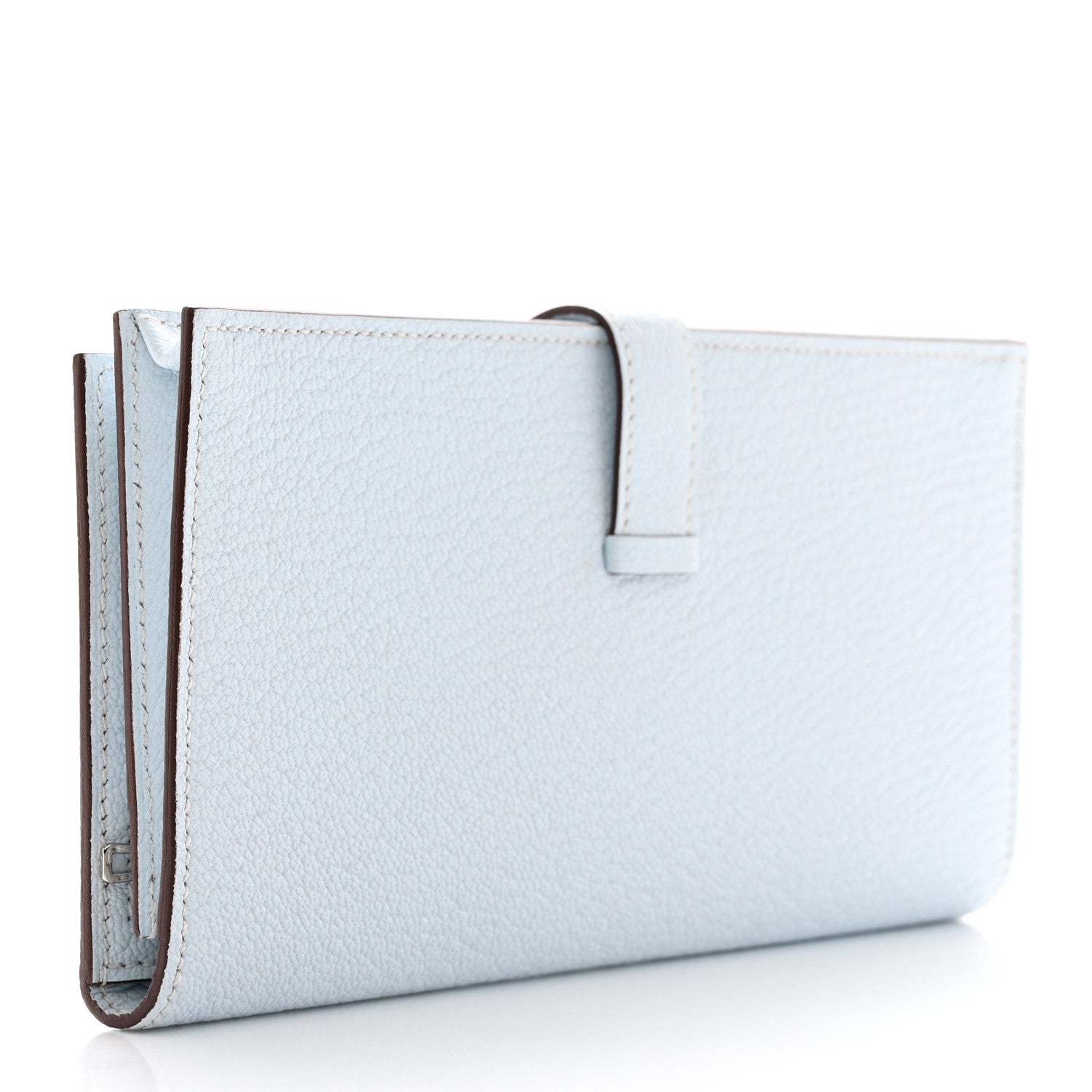Hermes Chèvre Mysore Bearn Gusset Wallet Bleu Brume 3 of 9