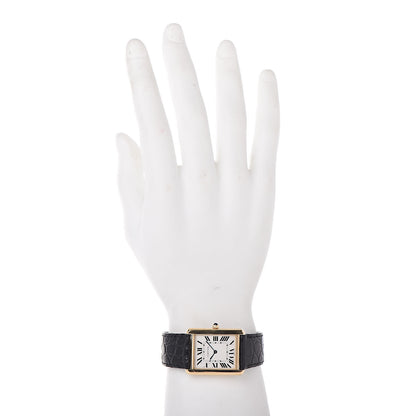 Cartier Stainless Steel 18K Yellow Gold Alligator 27mm Tank Solo Quartz Watch 2 of 8