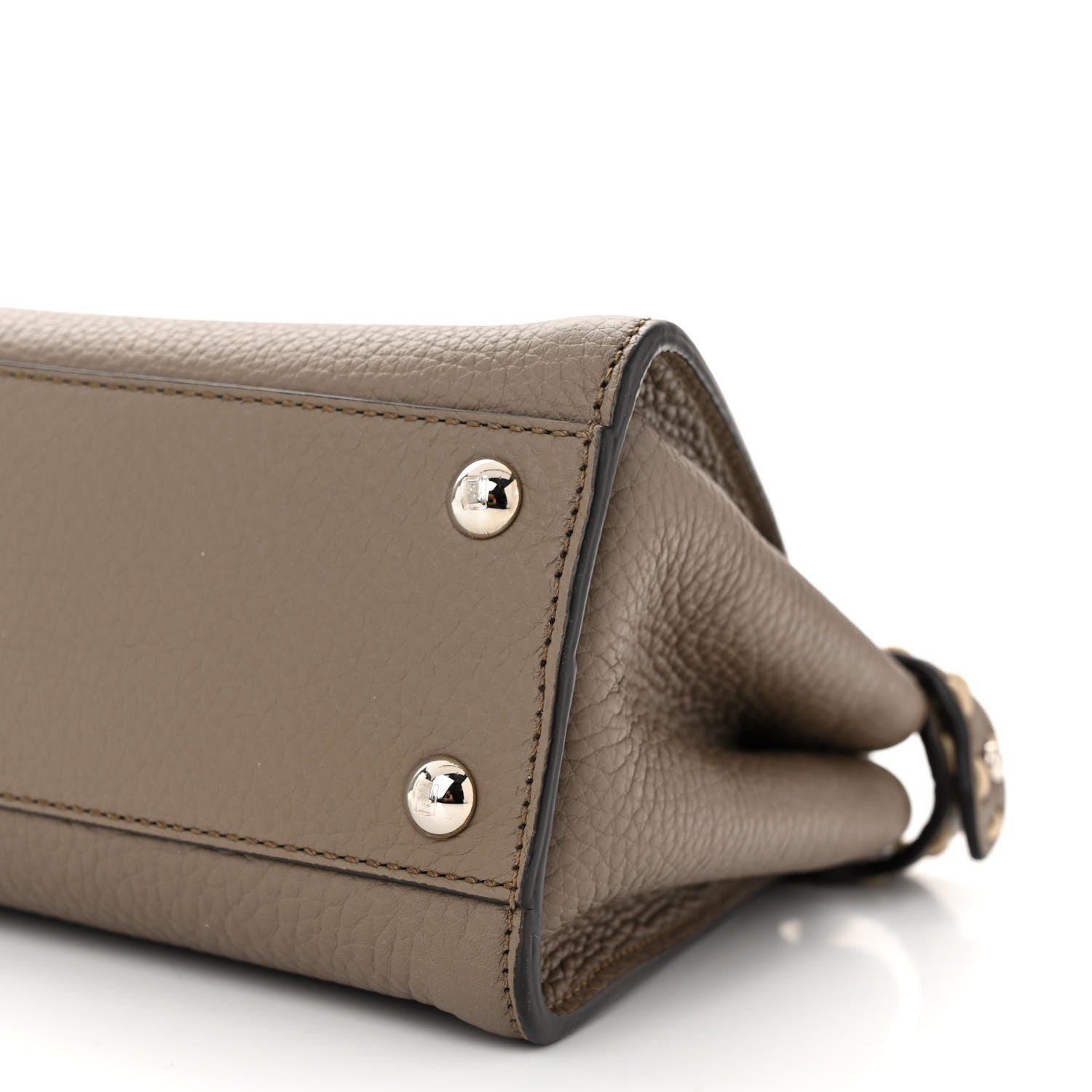 Fendi Vitello Granato Camoscio Macro Stitching Selleria Mini Peekaboo Iconic Satchel Tartufo 11 of 11
