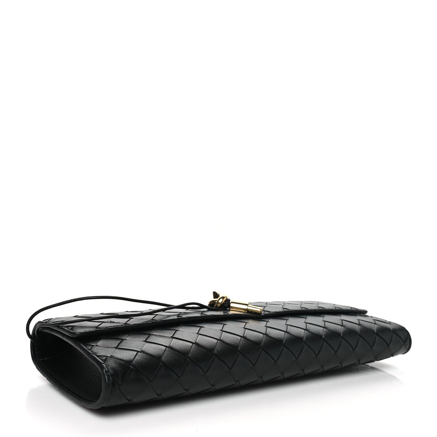 Nappa Intrecciato Long Andiamo Top Handle Clutch Black