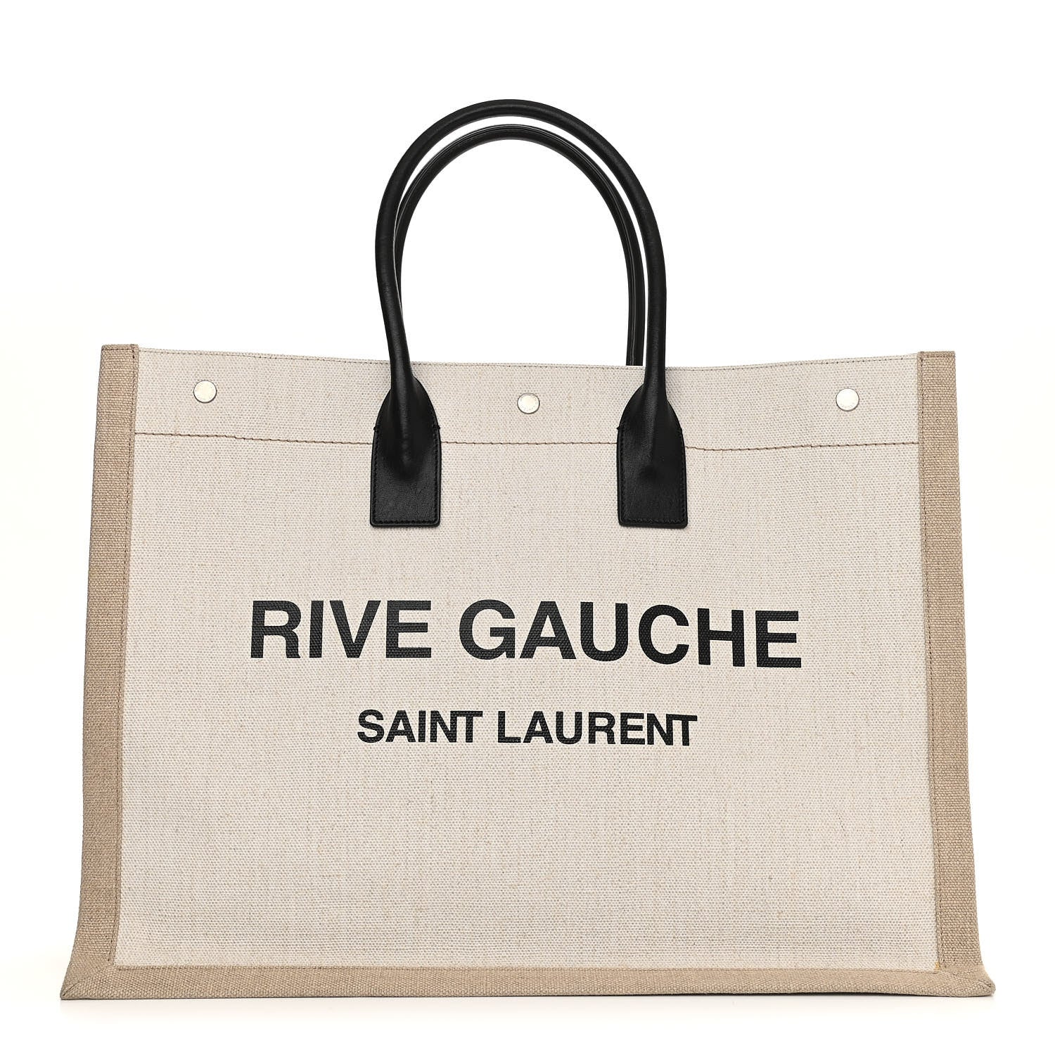 Saint Laurent Linen Calfskin Rive Gauche Tote Optic White 1 of 10