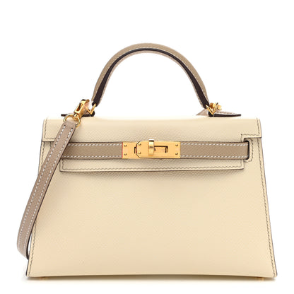 Hermes Epsom Horseshoe Mini Kelly Sellier 20 Craie Etain 1 of 11
