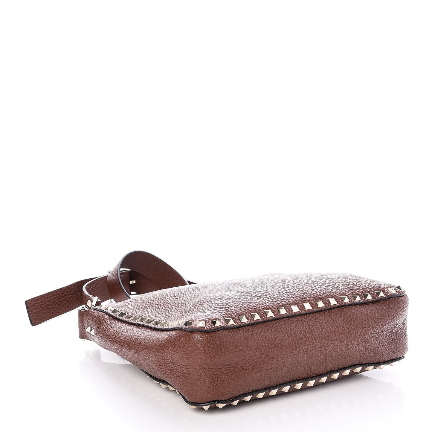 Pebbled Calfskin Small Rockstud Flip-Lock Messenger Bag Light Brown