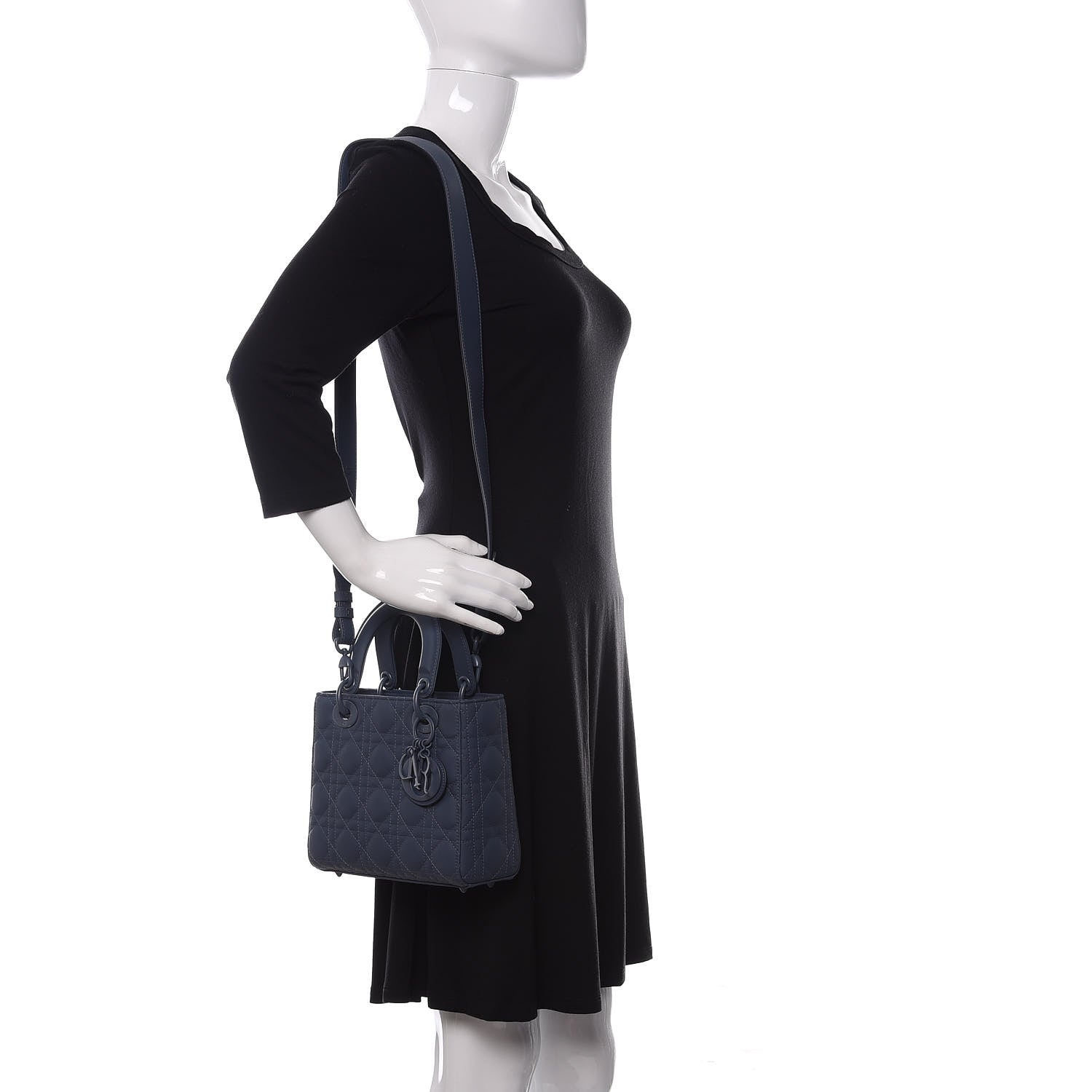 Christian Dior Ultra Matte Calfskin Cannage Small My ABCDior Lady Dior Dark Denim Blue 2 of 11