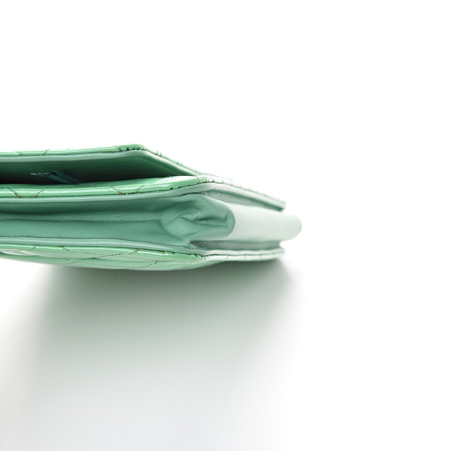 Patent Quilted Wallet On Chain WOC Green