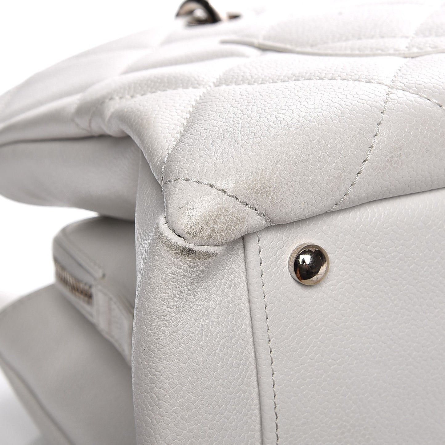 Soft Caviar Quilted CC Timeless Tote White