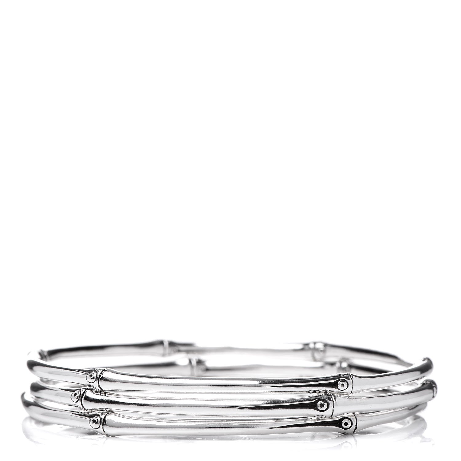 John Hardy Sterling Silver Bamboo Bangle Bracelet Set of 3 3 of 5
