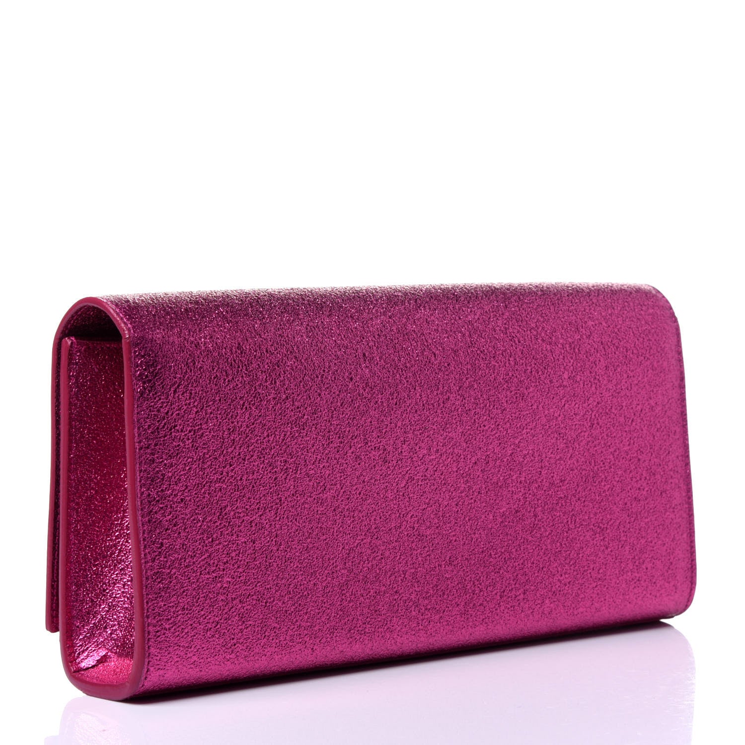 Saint Laurent Metallic Calfskin Monogram Cassandre Clutch Fuchsia 3 of 11