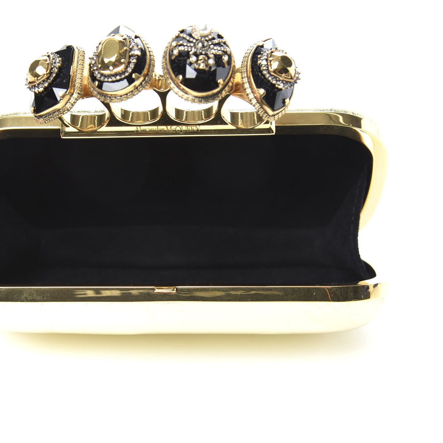 Nappa Spider Knuckle Box Clutch Gold