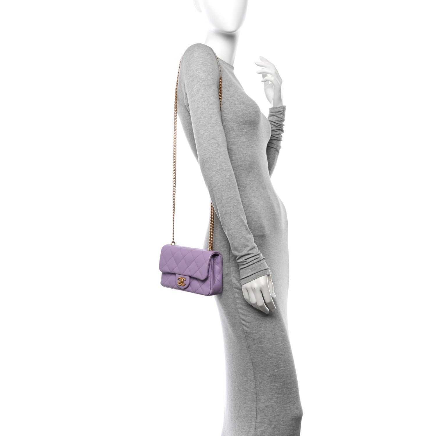 Chanel Caviar Quilted Mini Rectangular Sweetheart Flap Lilac 2 of 11