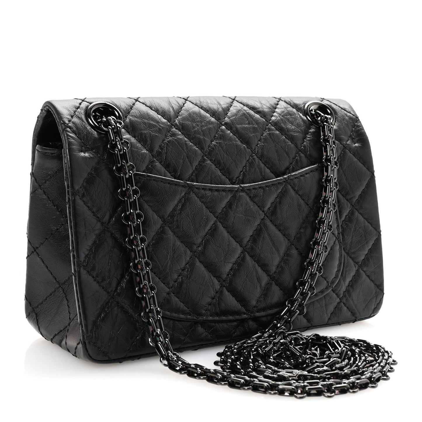 Aged Calfskin Quilted 2.55 Reissue Mini Flap So Black
