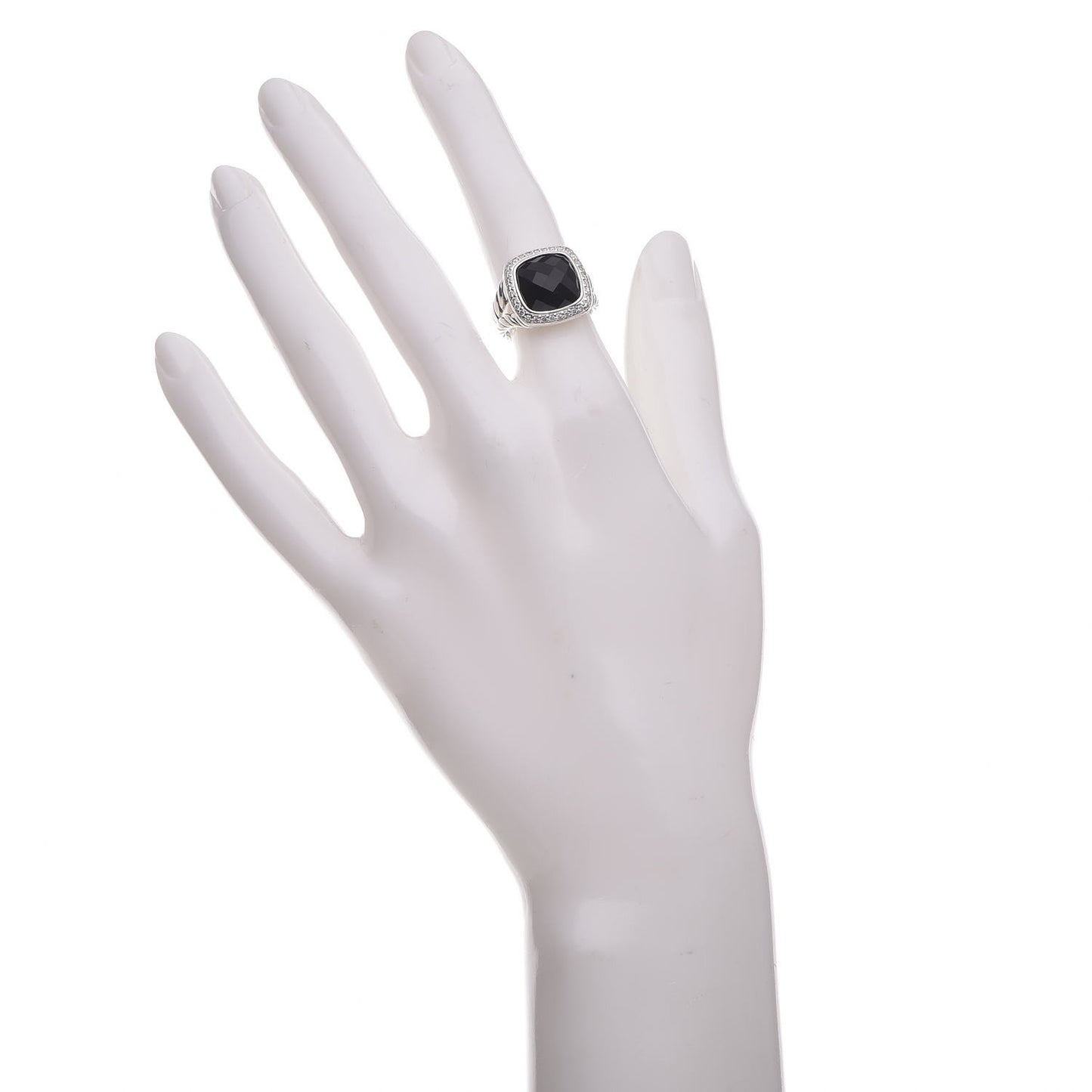 Sterling Silver Diamond Black Onyx 11mm Albion Ring 48 4.5