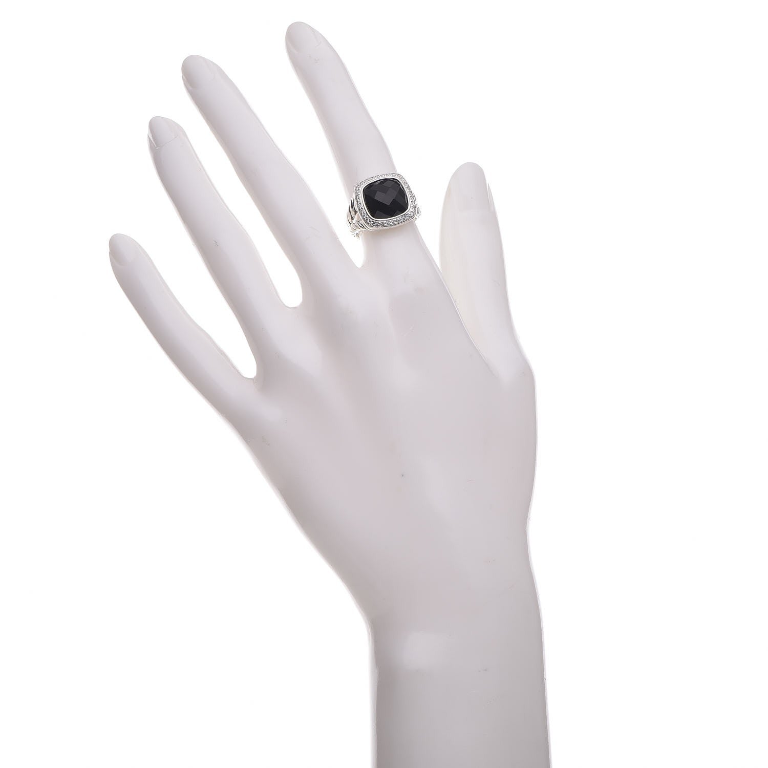David Yurman Sterling Silver Diamond Black Onyx 11mm Albion Ring 48 4.5 2 of 6