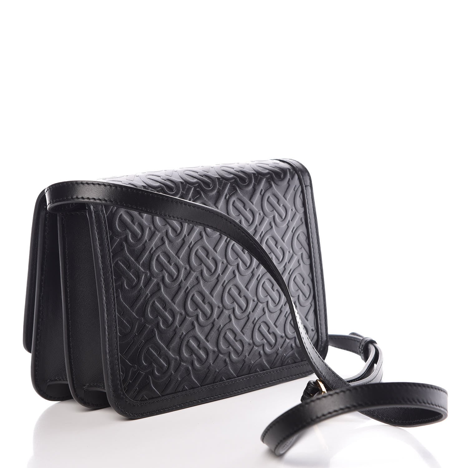 Burberry Calfskin Monogram Embossed Small TB Bag Black 3 of 9