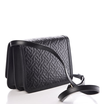 Burberry Calfskin Monogram Embossed Small TB Bag Black 3 of 9