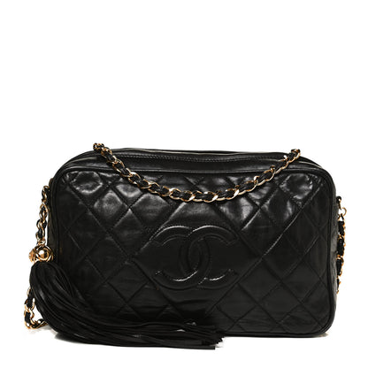 Chanel Lambskin Quilted CC Tassel Camera Case Black 1 of 11