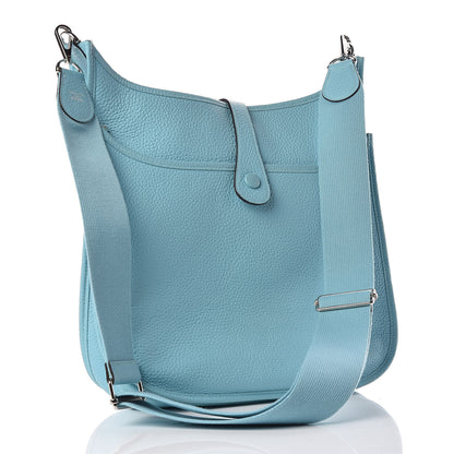 Hermes Taurillon Clemence Evelyne III GM Bleu Atoll 3 of 10