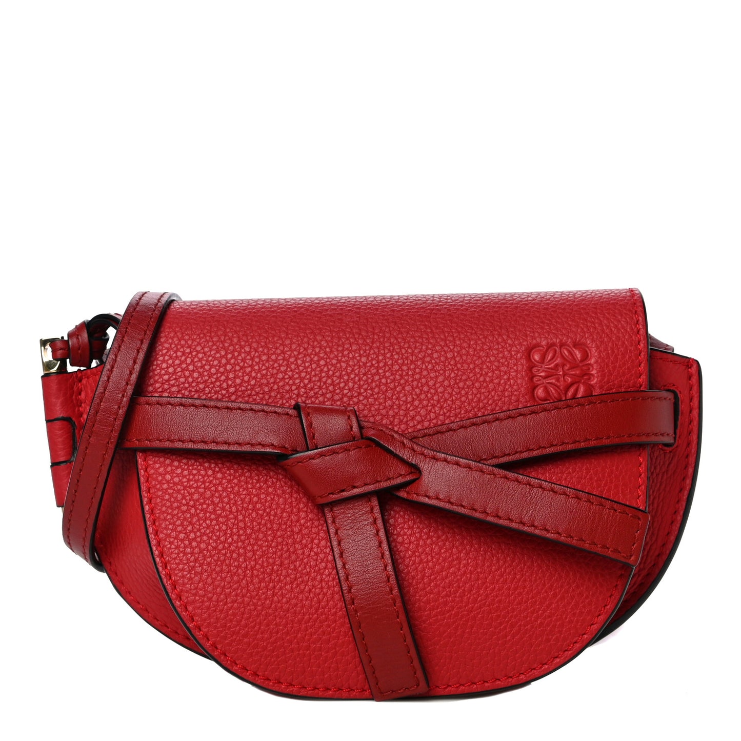 Grained Calfskin Mini Gate Crossbody Bag Scarlet Burnt Red