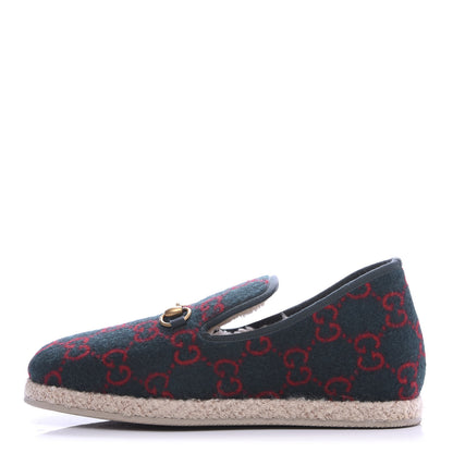 Gucci Covered Wool GG Monogram Mens Fria Horsebit Loafers 8 Green Red Shamarock Butterscotch 1 of 8