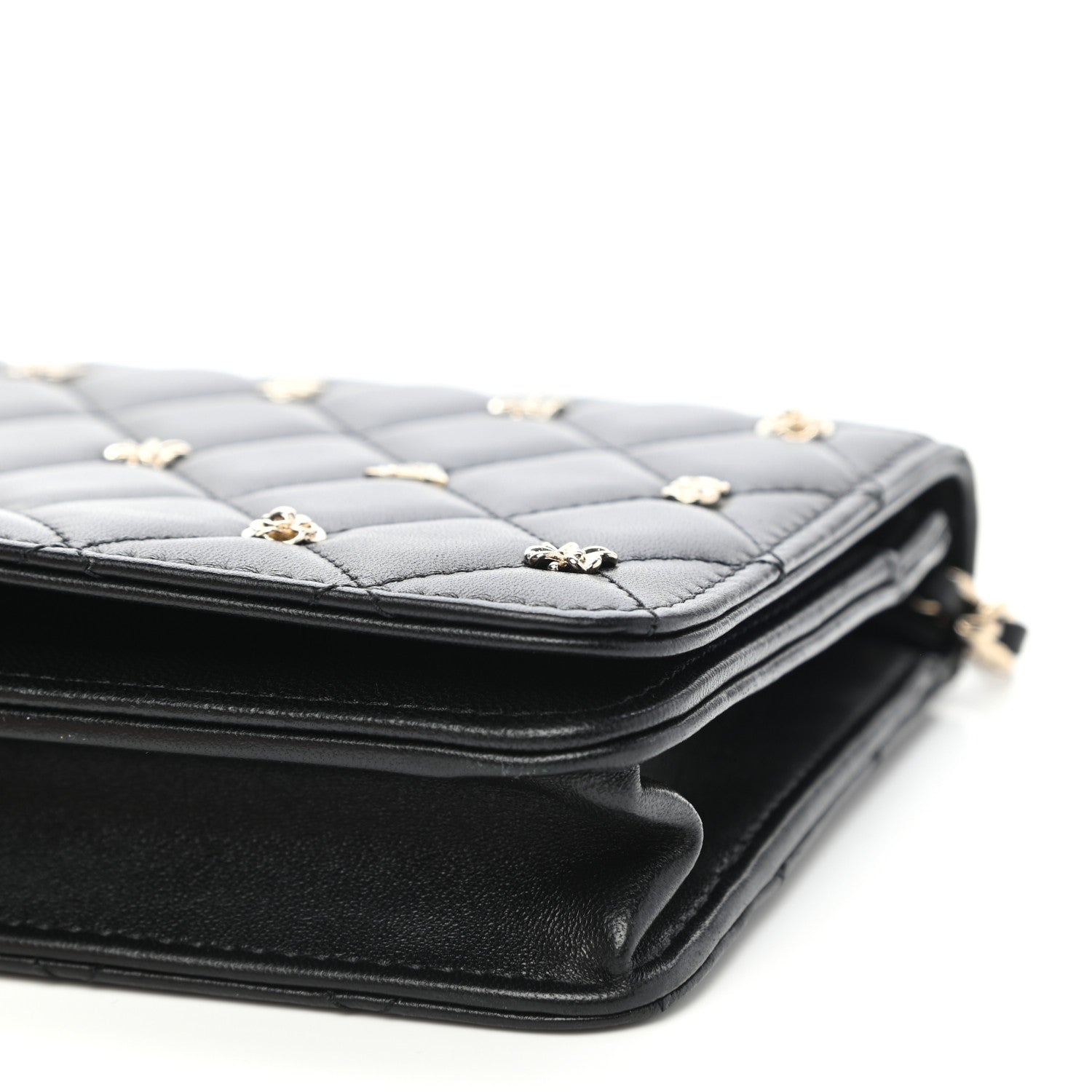 Chanel Lambskin Quilted Studded Wallet On Chain WOC Black 9 of 11