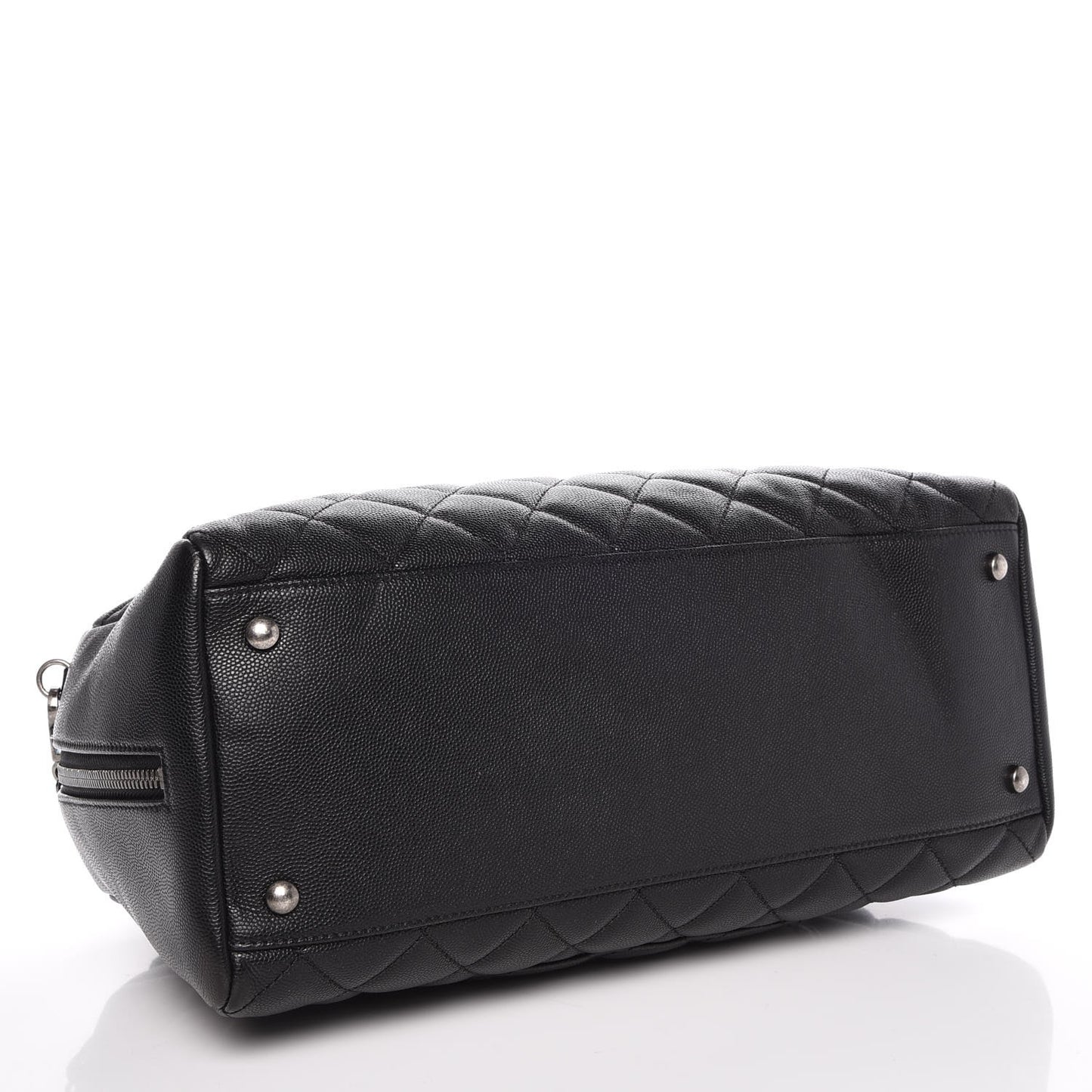 Caviar Quilted Large Coco Handle Bowling Bag Black