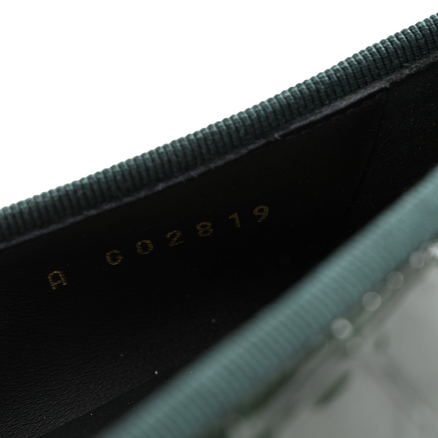 Crocodile Embossed Patent Calfskin Cap Toe CC Ballerina Flats 35.5 Dark Green Black
