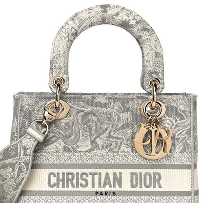 Christian Dior Canvas Toile De Jouy Reverse Embroidered Medium Lady D-Lite Gray 7 of 9