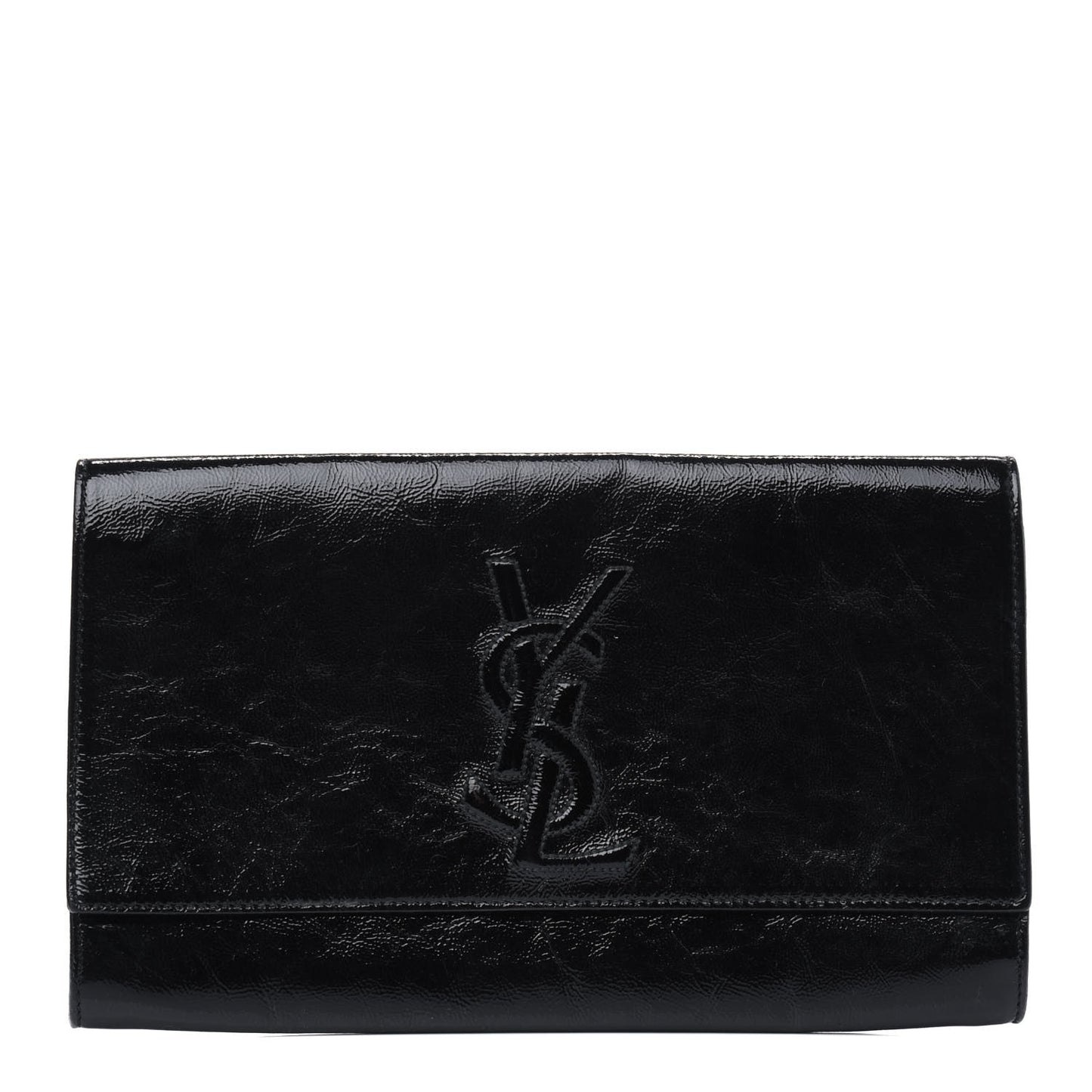 Textured Patent Monogram Belle De Jour Clutch Black